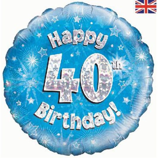 18 Inch Happy 40th Birthday Blue Foil Balloon