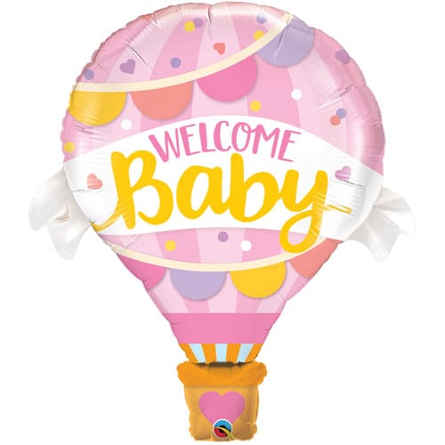 42 INCH WELCOME BABY PINK HOT AIR BALLOON FOIL BALLOON