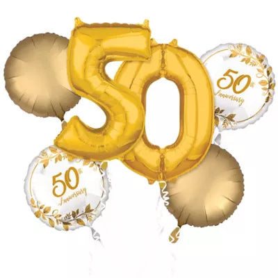 50th Golden Wedding Anniversary Balloon Bouquet