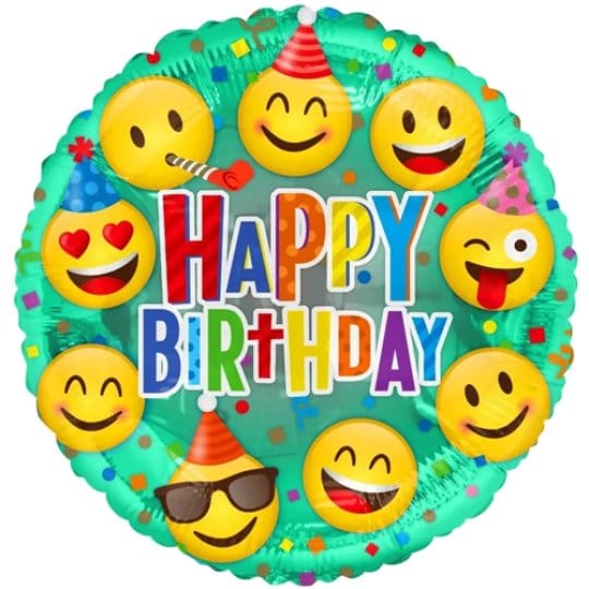 18 Inch Birthday Happy Faces Eco Foil Balloon