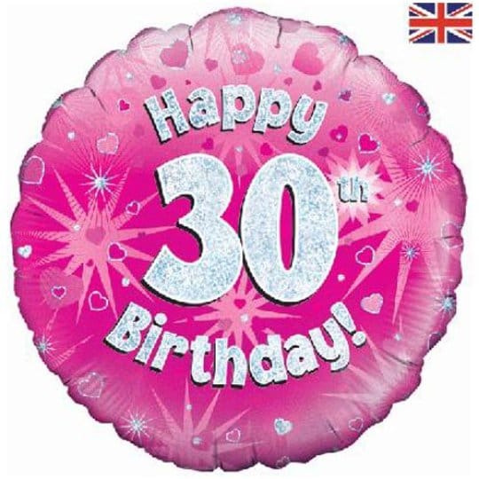 18 Inch Happy 30th Birthday Pink Foil Balloon