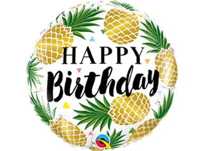 Qualatex 18 Inch Round Foil Balloon - Birthday Golden Pineapple