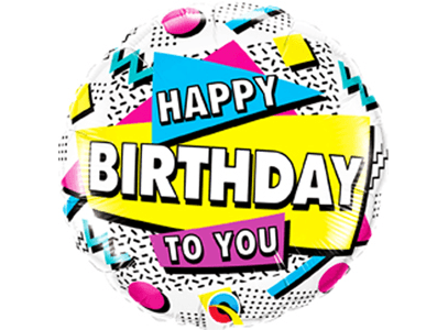 Qualatex 18 Inch Round Foil Balloon - Happy Birthday To You 90s Retro