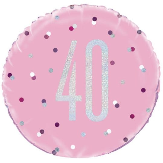 18 Inch 40th Birthday Glitz Pink & Silver Foil Balloon