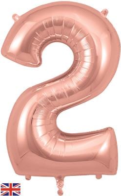 34inch Large Number 2 Balloon Rose Gold