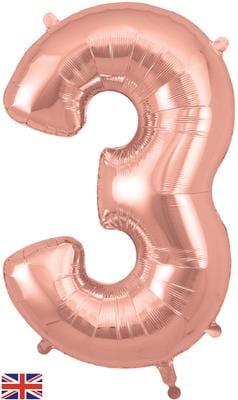 34inch Large Number 3 Balloon Rose Gold