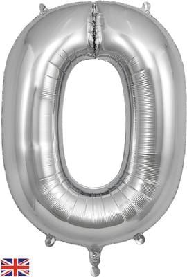 34inch Large Number 0 Balloon Silver