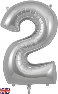 34inch Large Number 2 Balloon Silver