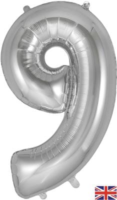 34inch Large Number 9 Balloon Silver