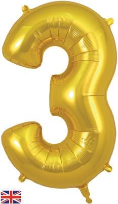 34inch Large Number 3 Balloon Gold
