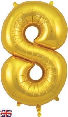 34inch Large Number 8 Balloon Gold