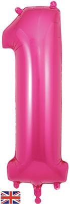 34inch Large Number 1 Balloon Pink