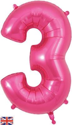 34inch Large Number 3 Balloon Pink