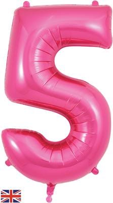 34inch Large Number 5 Balloon Pink