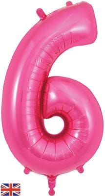 34inch Large Number 6 Balloon Pink