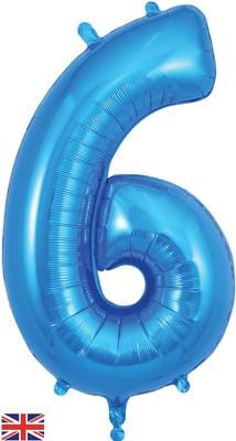 34inch Large Number 6 Balloon Blue
