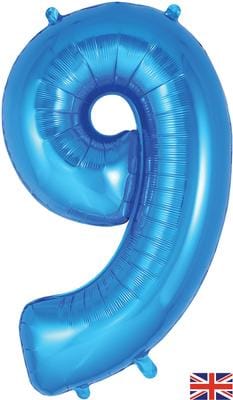 34inch Large Number 9 Balloon Blue