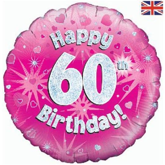 18 Inch Happy 60th Birthday Pink Foil Balloon
