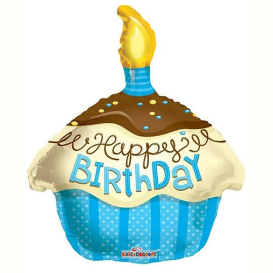 18 Inch Birthday Cupcake Blue Foil Balloon