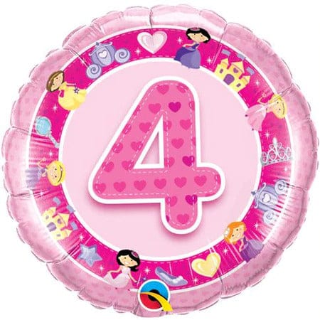 Age 4 Pink Princess Qualatex Foil Balloon - 18"