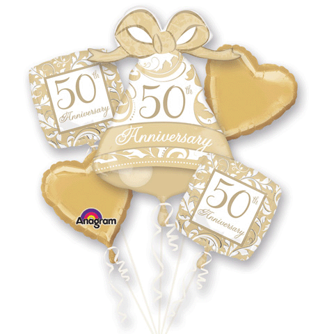50th Golden Wedding Anniversary Balloon Bouquet