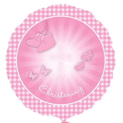 Pink Christening Booties Balloons - Foil