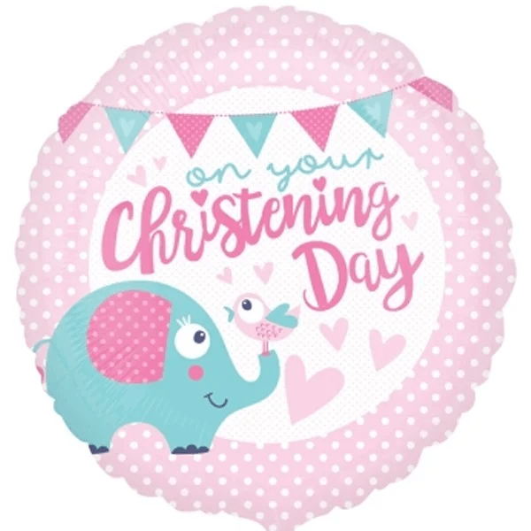 Pink Christening Elephant Balloon - 18" Foil