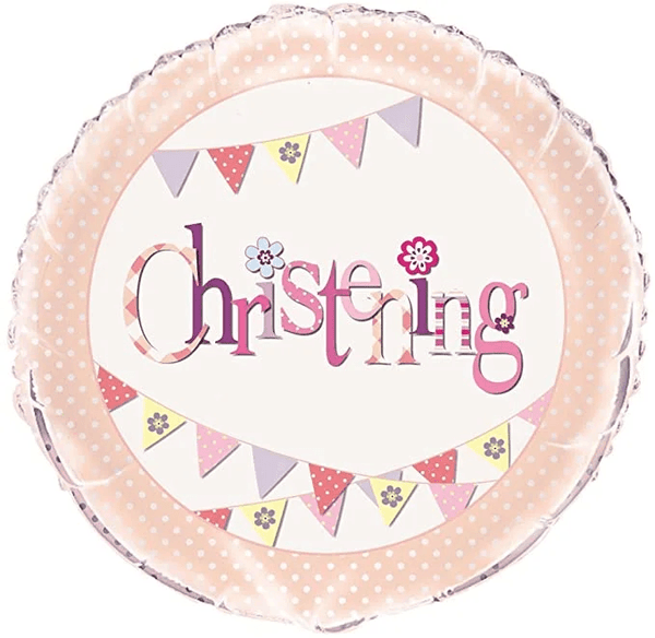 Pink Christening Bunting Balloon - 18" Foil