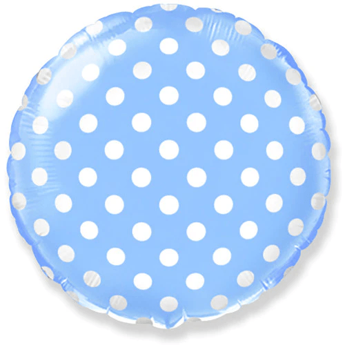 18 Inch Circle - Baby Blue With White Polka Dots