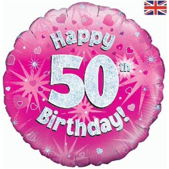 18 Inch Happy 50th Birthday Pink Foil Balloon