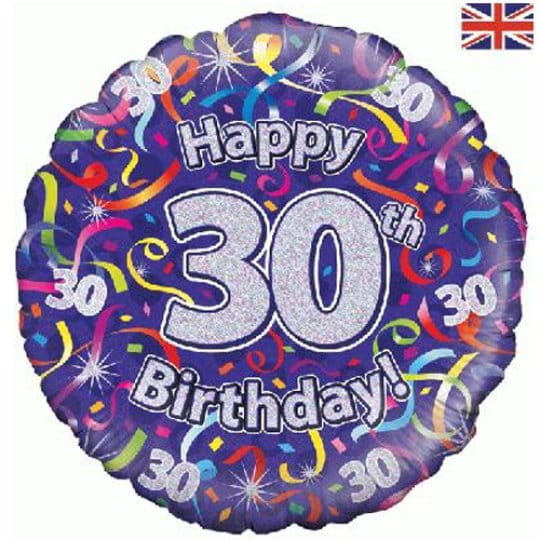 18 Inch Birthday Streamers 30th Foil Balloon
