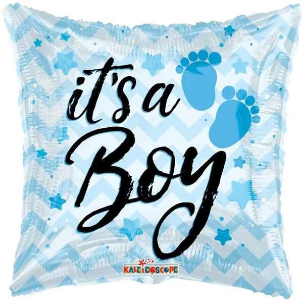 It's a Boy Footprints Holographic Balloon