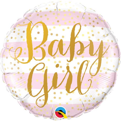 18 INCH BABY GIRL PINK STRIPES FOIL BALLOON