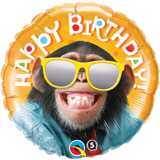 18 Inch Birthday Smilin' Chimp Foil Balloon