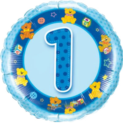 1st Birthday Blue Teddies Balloon Gift