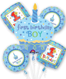 Giant 1st First Birthday Boy Cupcake Balloon Bouquet