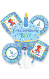 Giant 1st First Birthday Boy Cupcake Balloon Bouquet