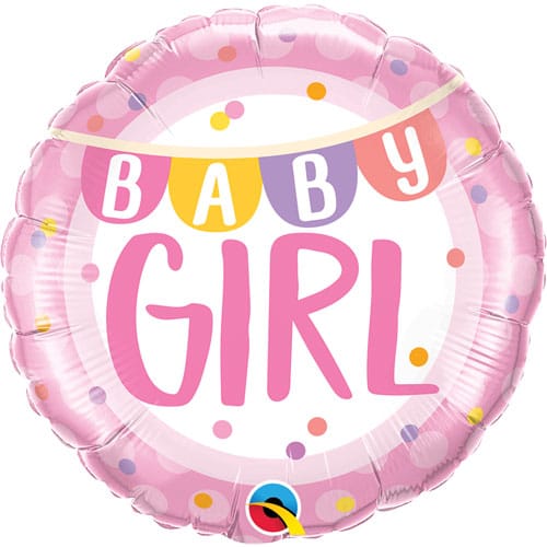 18 INCH BABY GIRL BANNER & DOTS FOIL BALLOON