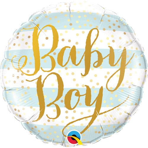 18 INCH BABY BOY BLUE STRIPES FOIL BALLOON