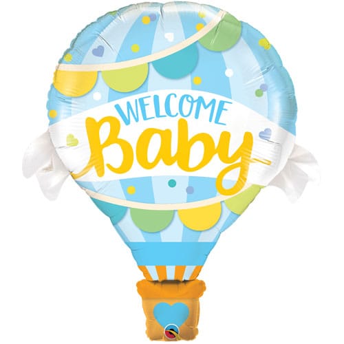 42 INCH WELCOME BABY BLUE HOT AIR BALLOON FOIL BALLOON