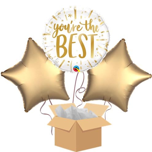 You're the Best Balloon Bouquet 18??? helium Gold and White balloons