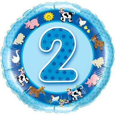2nd Birthday Blue Farm Animals Balloon