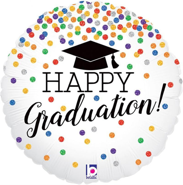 Happy Graduation Confetti Holographic 18" Foil | Helium Balloon