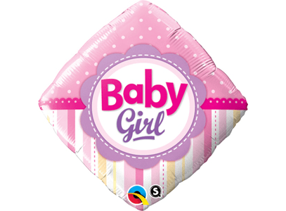 Qualatex 18 Inch Diamond Foil Balloon - Baby Girl Dots & Stripes