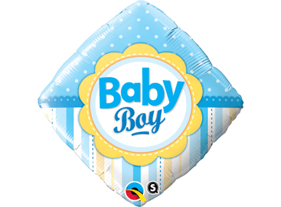 Qualatex 18 Inch Diamond Foil Balloon - Baby Boy Dots & Stripes