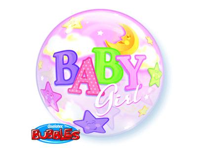 Qualatex 22 Inch Single Bubble Balloon - Baby Girl Moon & Stars