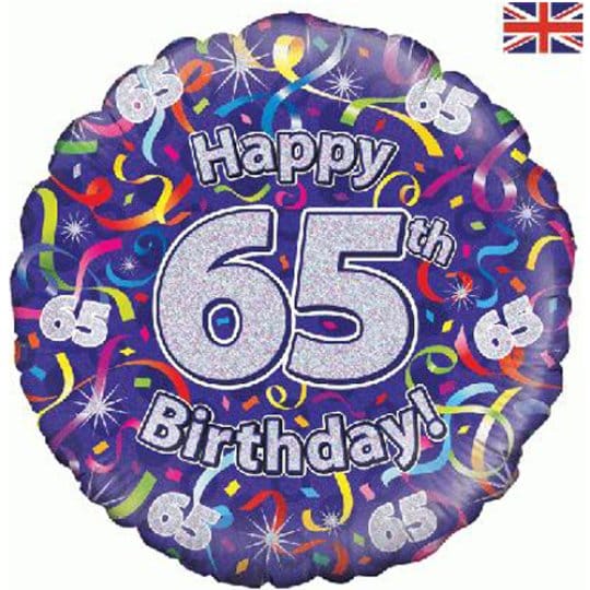 18 Inch Birthday Streamers 65th Foil Balloon