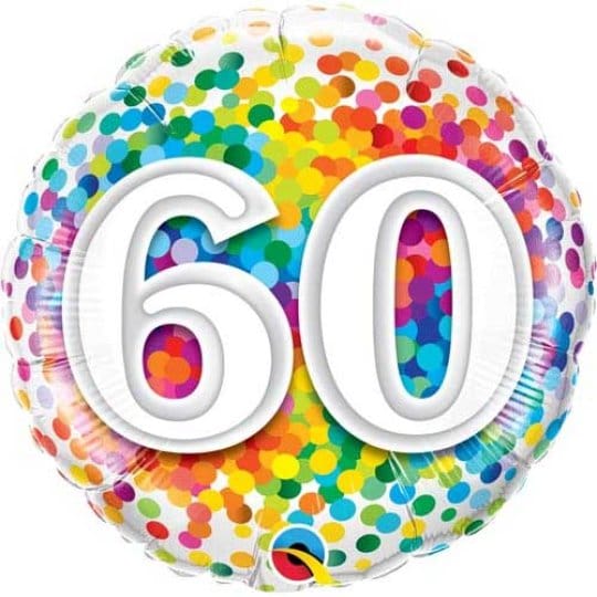 18 Inch Rainbow Confetti 60 Foil Balloon