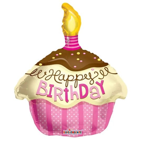 18 Inch Birthday Cupcake Pink Foil Balloon