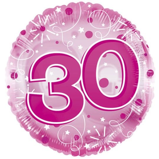 24 Inch Pink Age 30 Clearview Balloon